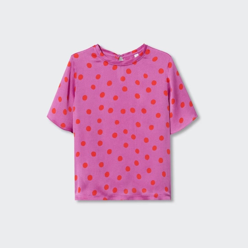 Pink and Red Polka-dot print blouse